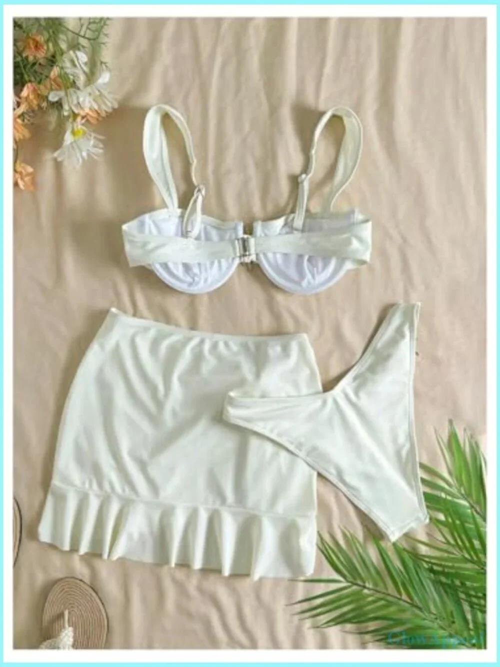 3 Piece Bikini Set High Cut Push Up Swim Top Mini Skirt Cover Up